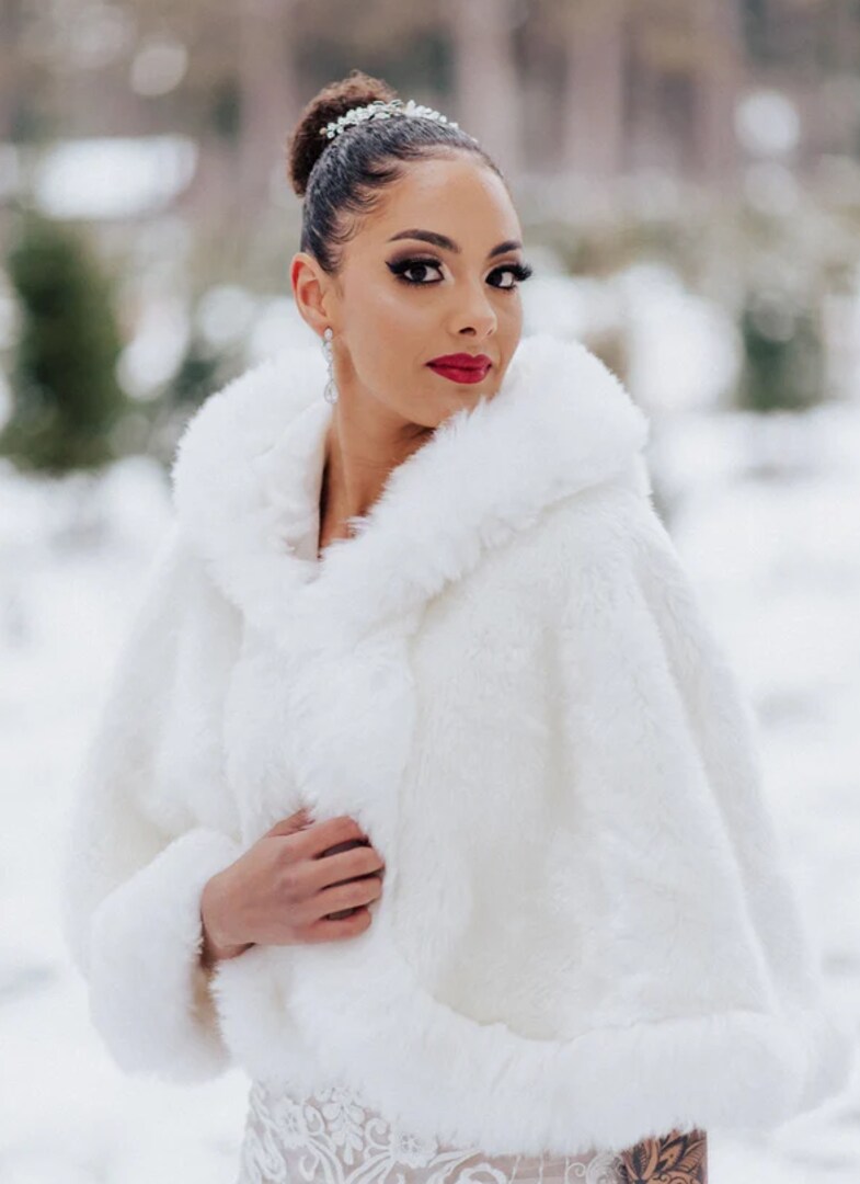 Ivory White Faux Fur Cape (Juliet Wht01) | MakerPlace by Michaels Ivory White Faux Fur Cape (Juliet Wht01) | MakerPlace by Michaels